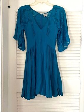 Boho Asos Teal/Turquoise Lace Fairy Festival Dress - Size 6 US